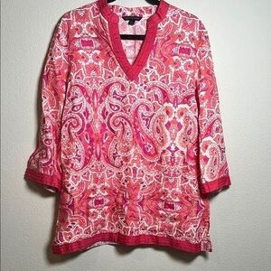 Brooks Brothers Pink and White Paisley Tunic